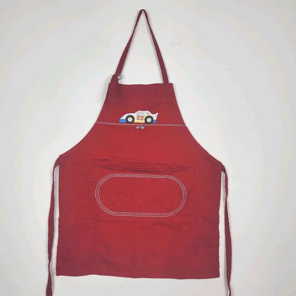 Williams-Sonoma Kids Red Race Car Apron  100%Cotton Embroidered#23 Pit Crew Chef